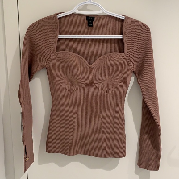River island sweetheart neck knitted mauve top - Picture 1 of 4